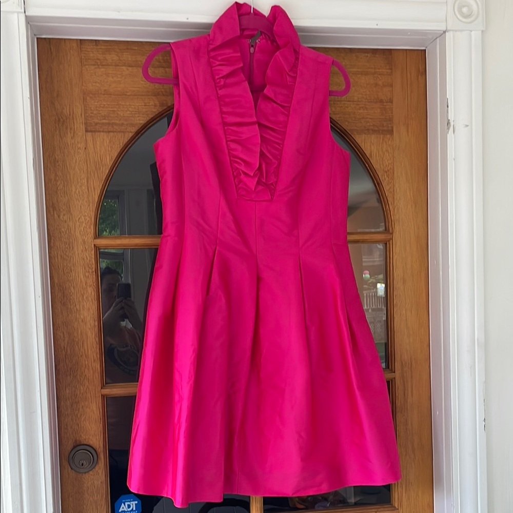 Sara Campbell Fuchsia sleeveless ruffle dress size 8